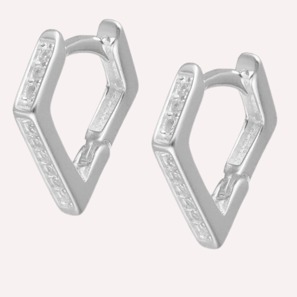 Argollas Huggies geométricas - Plata 925 y circones