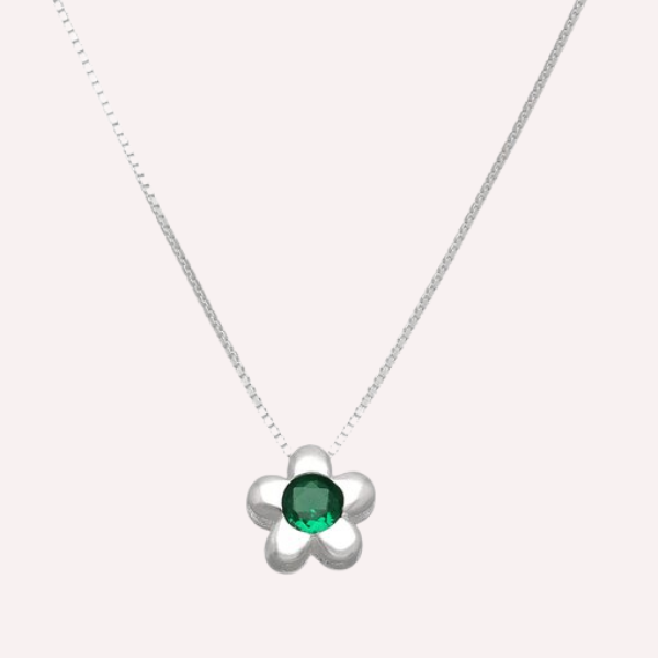 Punto de Luz Flor Esmeralda - Plata 925