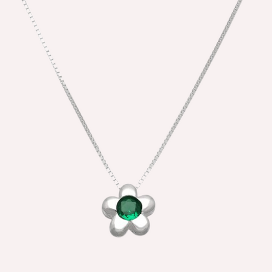 Punto de Luz Flor Esmeralda - Plata 925