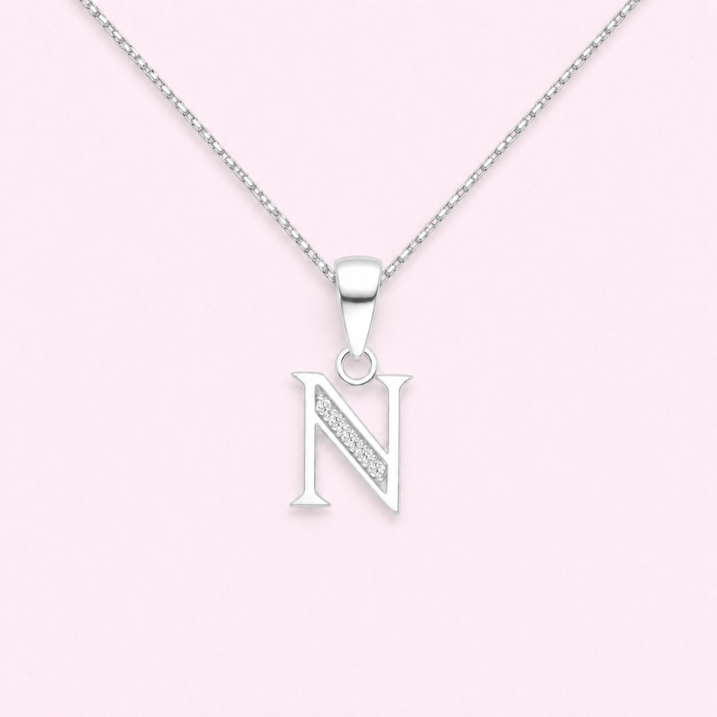 Collar Inicial N - Plata 925