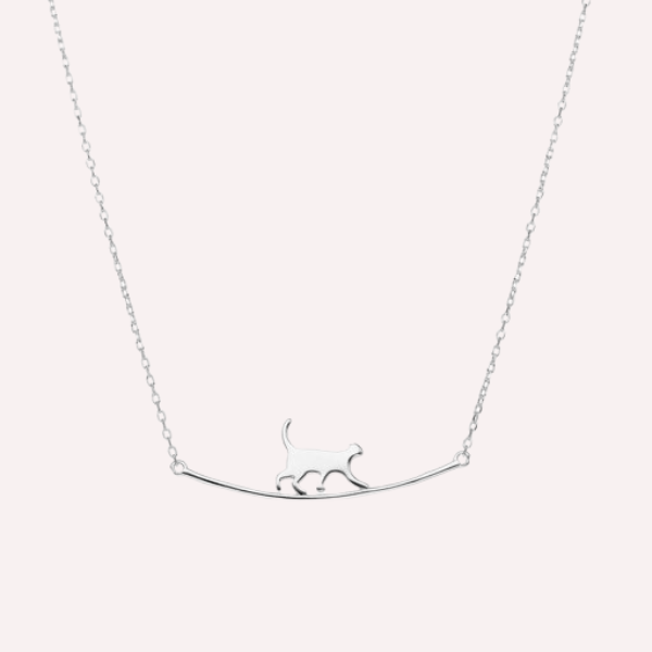 Collar gato en movimiento- Plata 925