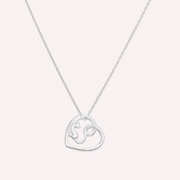 Collar Gato y Corazón - Plata 925