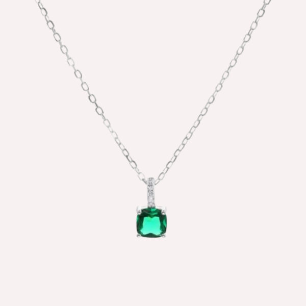 Collar Punto de Luz Circón Esmeralda - Plata 925