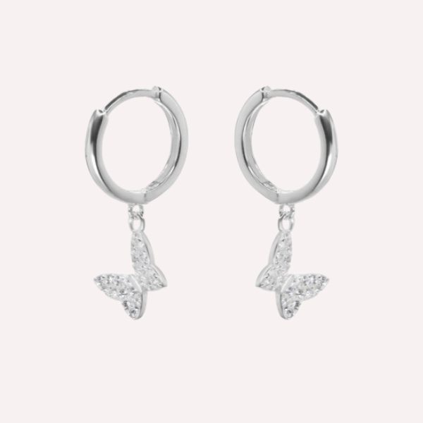 Argollas Huggies Mariposa - Plata 925