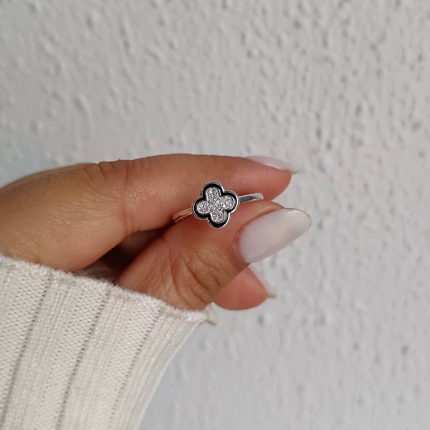 Anillo Trébol Black - Plata 925