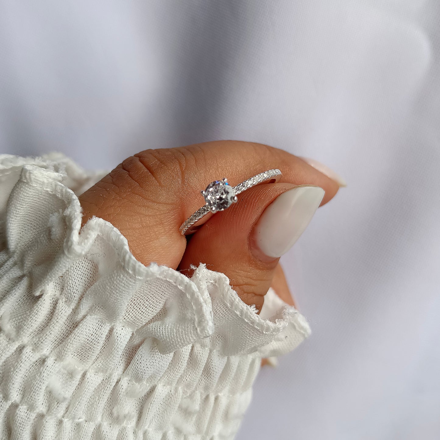 Anillo Circón Solitario - Plata 925
