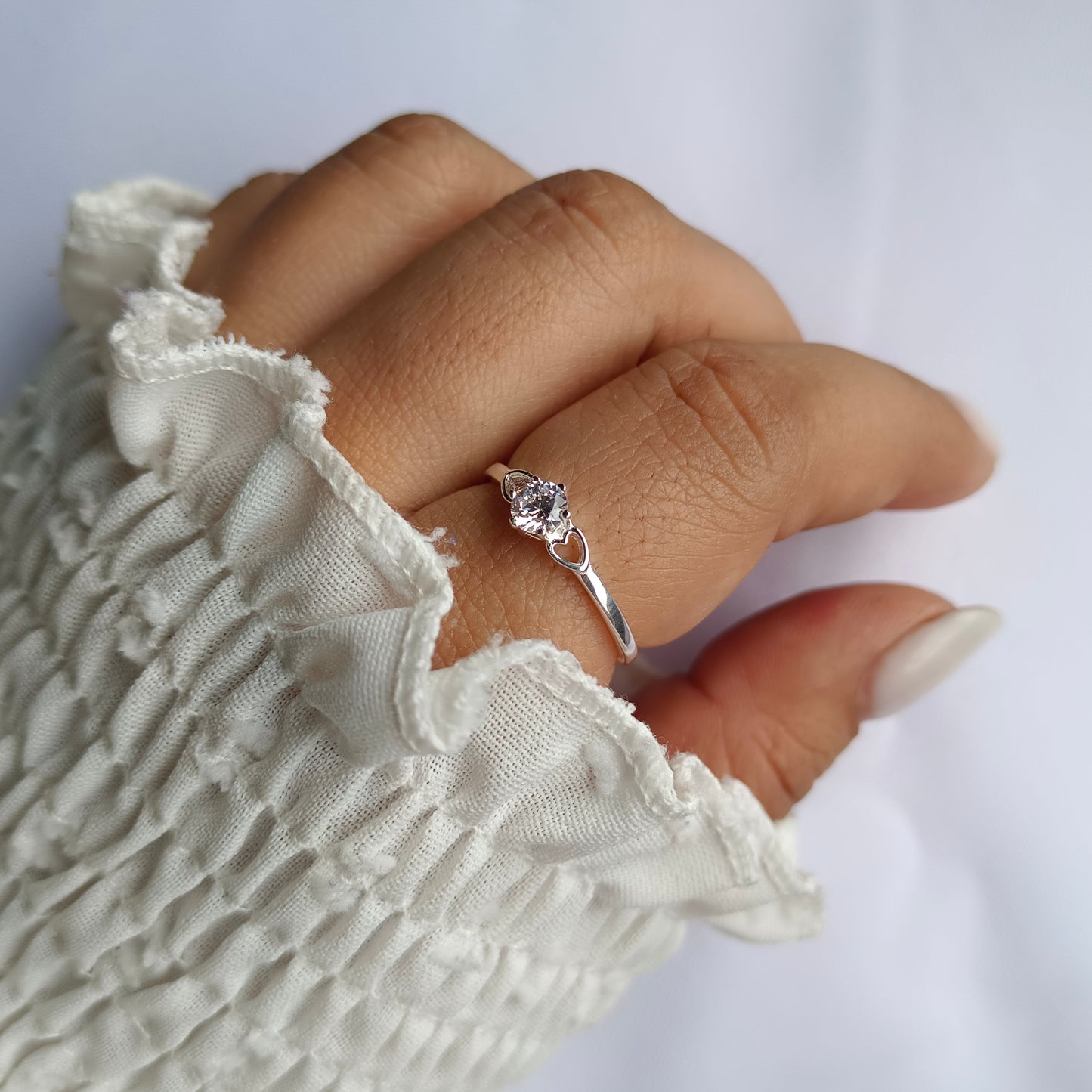 Anillo doble Corazón con Circón - Plata 925