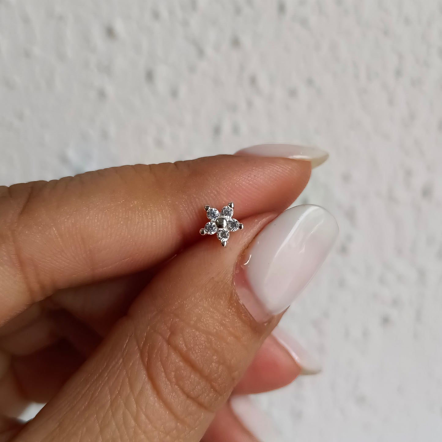 Piercing Flor tope plano - Plata 925