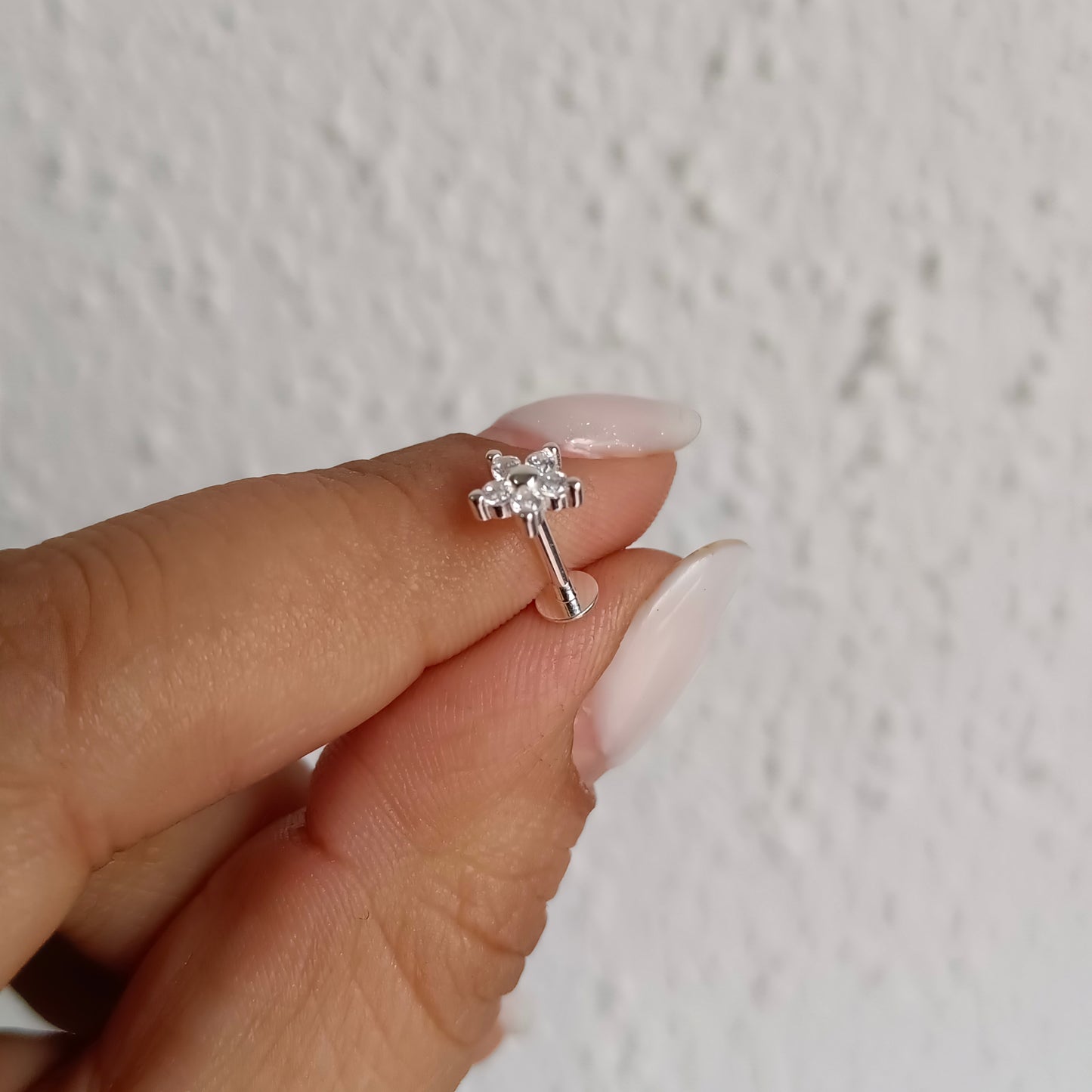 Piercing Flor tope plano - Plata 925