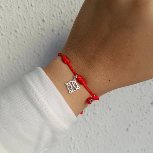 Pulsera Roja doble Protección - Plata 925