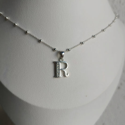 Collar Inicial R - Plata 925 con circones