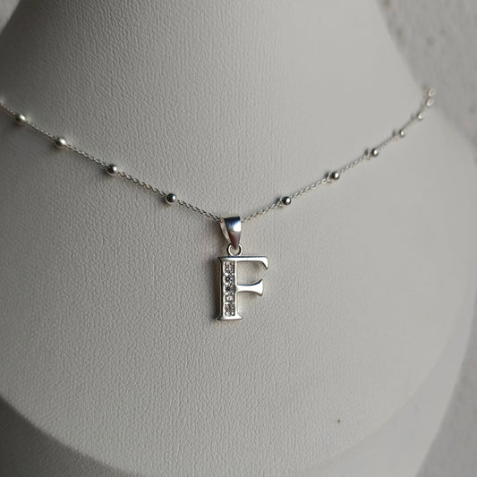 Collar Inicial F - Plata 925 con circones