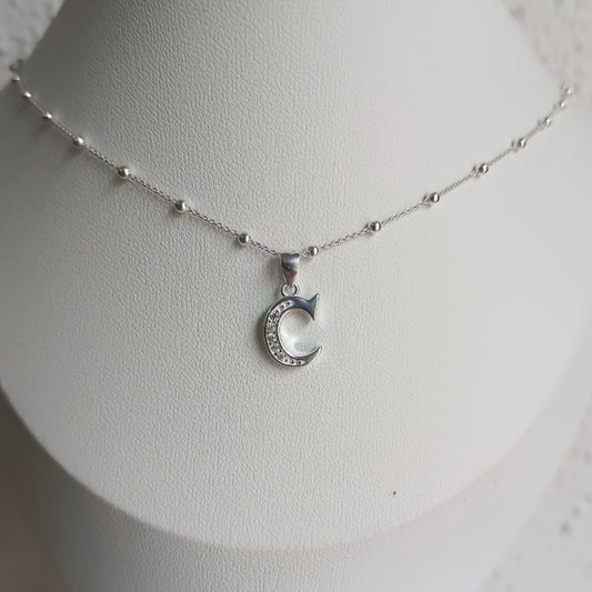 Collar Inicial C - Plata 925 y circones
