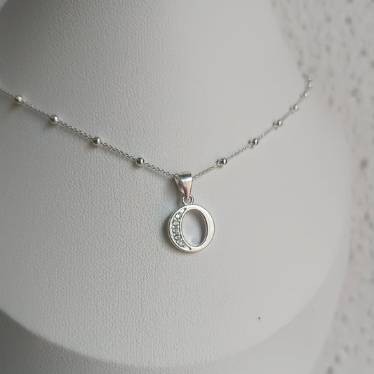 Collar Inicial O - Plata 925 y circones