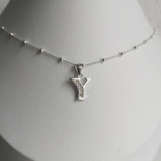 Collar Inicial Y - Plata 925 y circones