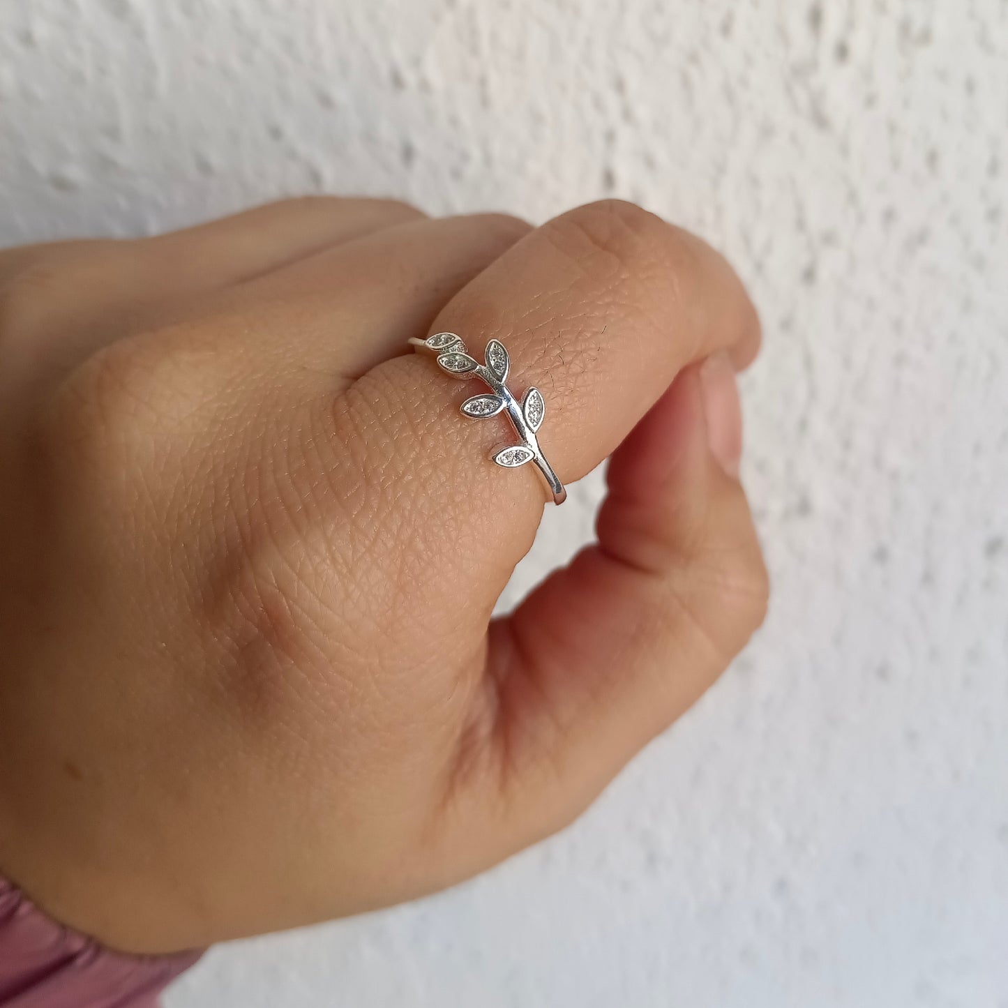 Anillo espigas brillantes - Plata 925