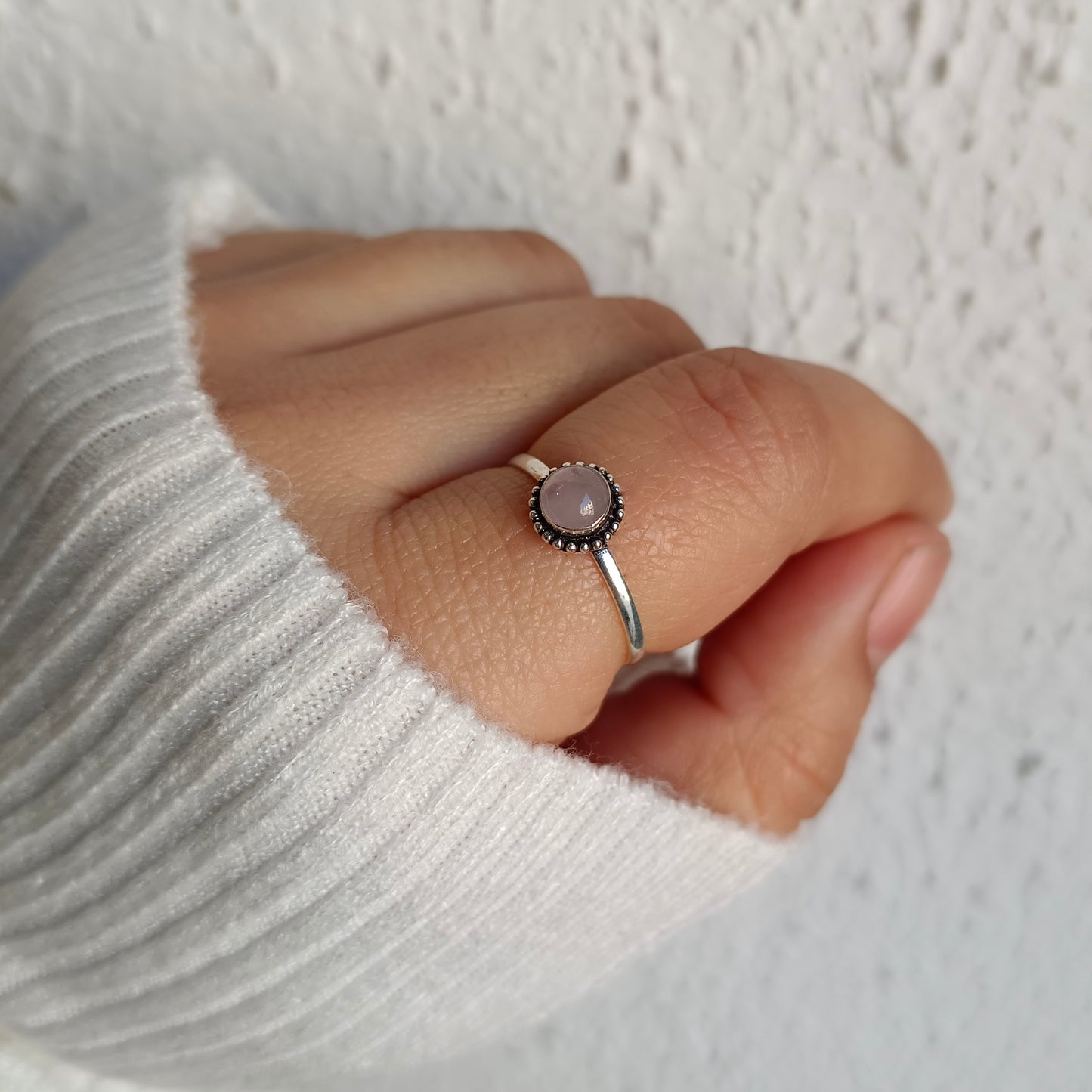 Anillo Rose Aura – Plata 925 con Cuarzo Rosa