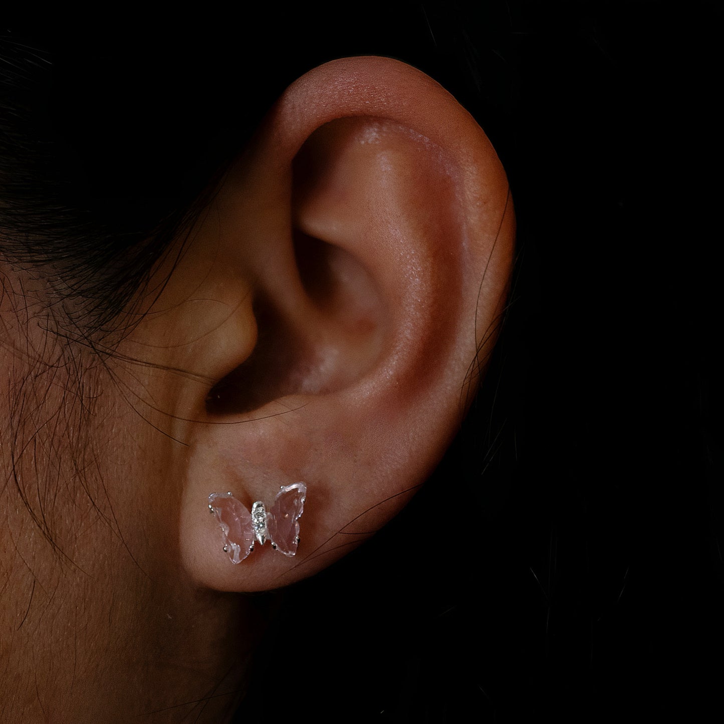 Aros Mariposa Rose - Plata 925