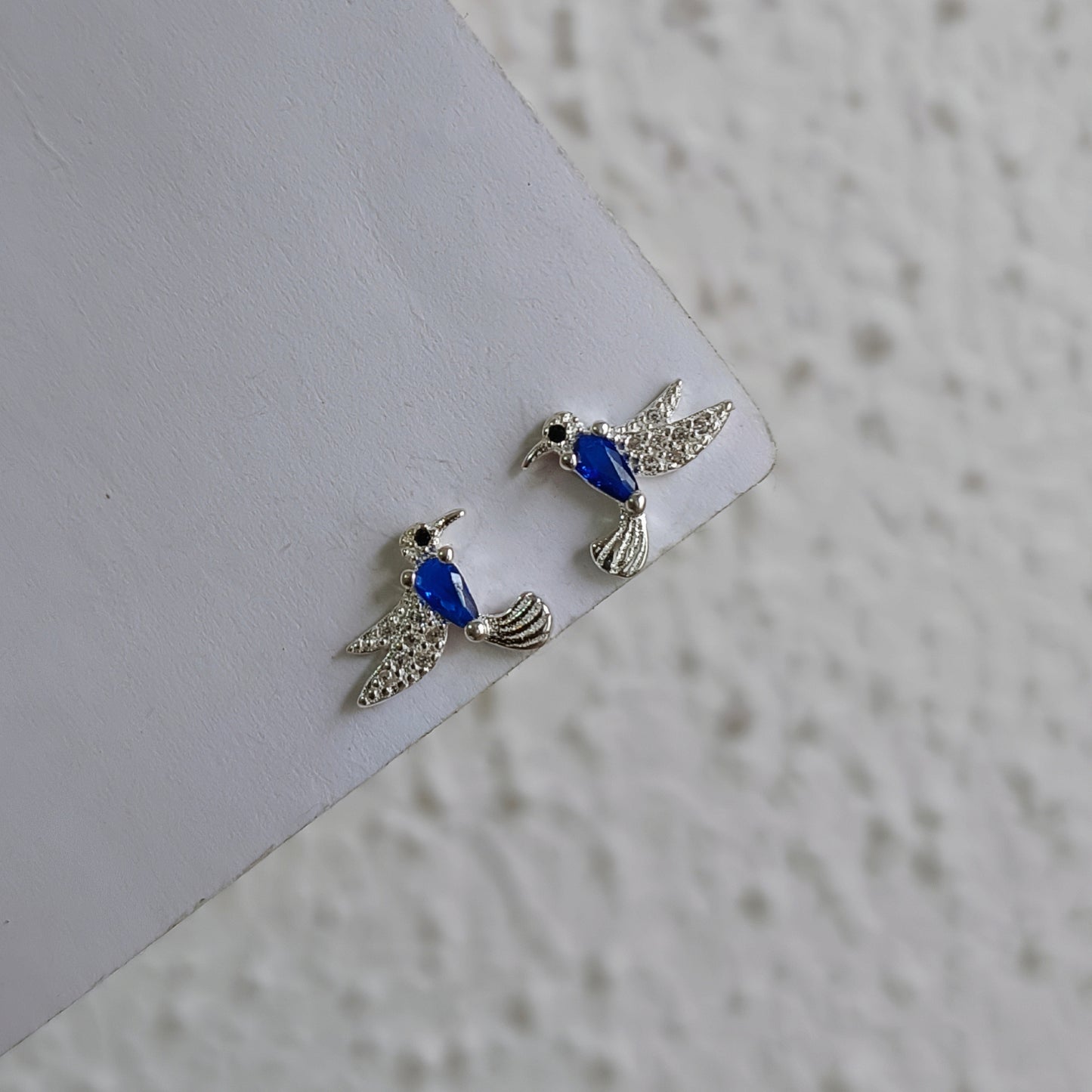 Aros Colibrí Azul - Plata 925