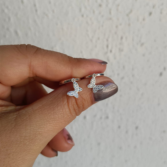 Argollas Huggies Mariposa - Plata 925