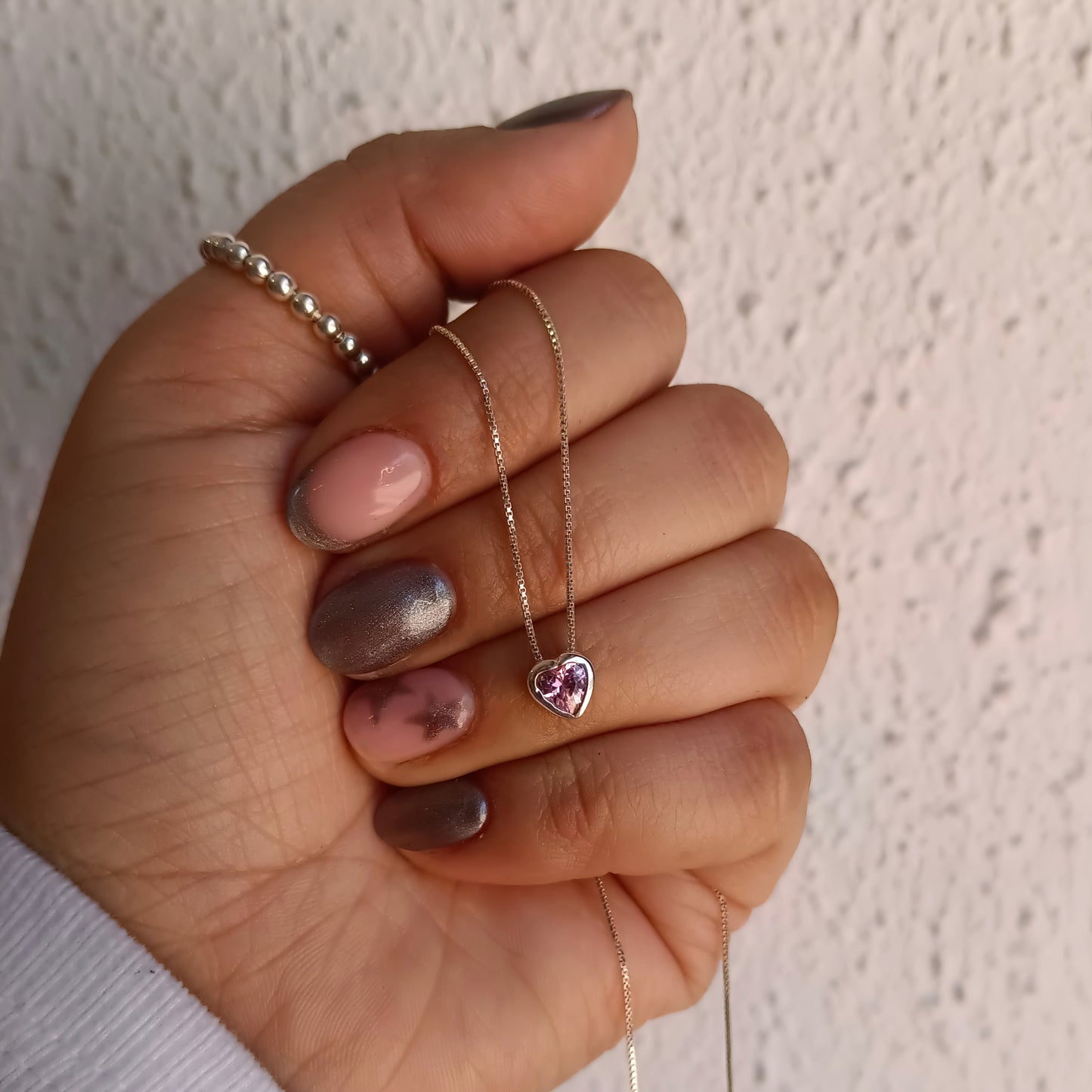 Punto de Luz Corazón Rosa - Plata 925
