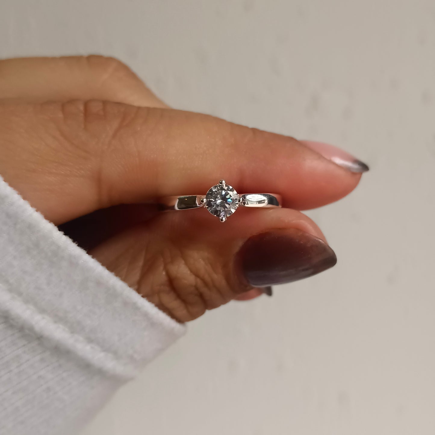 Anillo solitario circón - Plata 925