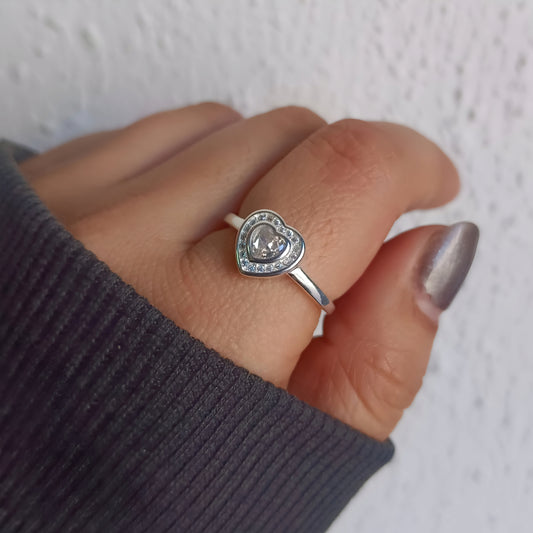 Anillo corazón con circones - Plata 925