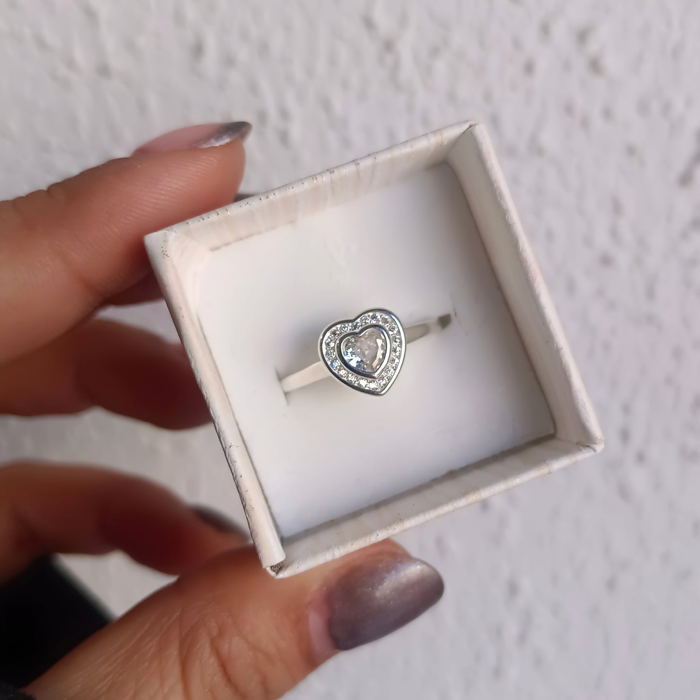 Anillo corazón con circones - Plata 925