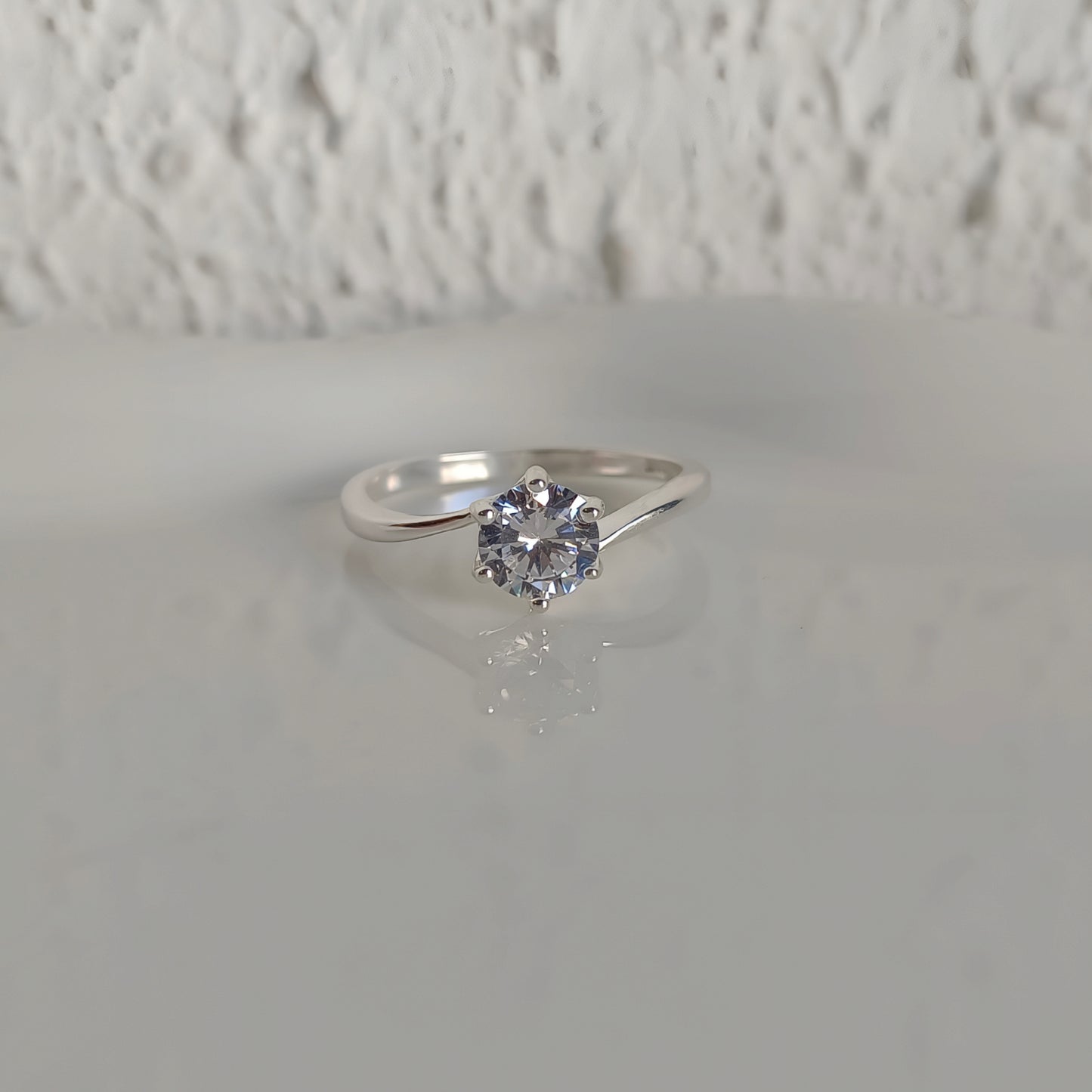 Anillo solitario brillante - Plata 925