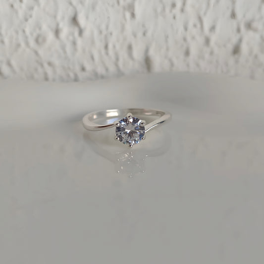 Anillo solitario brillante - Plata 925
