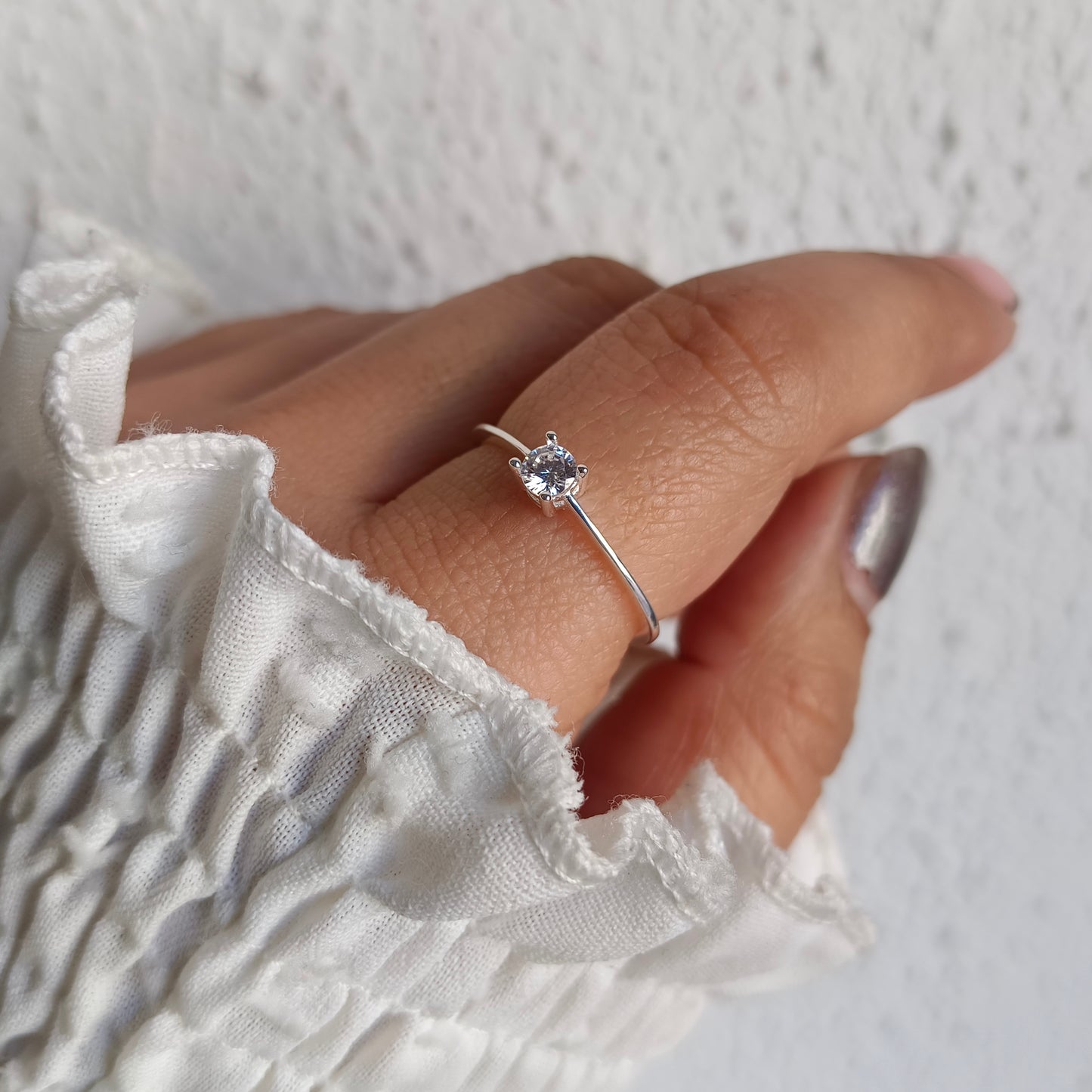 Anillo Circón Solitario - Plata 925
