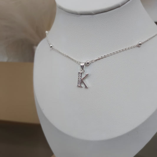 Collar Inicial K - Plata 925