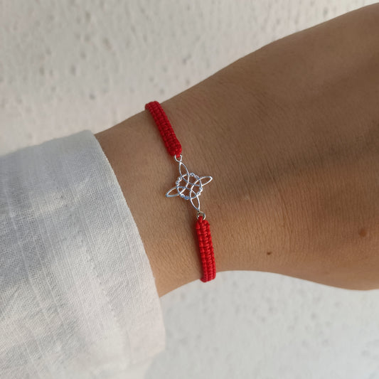Pulsera Roja Nudo de Bruja - Plata 925