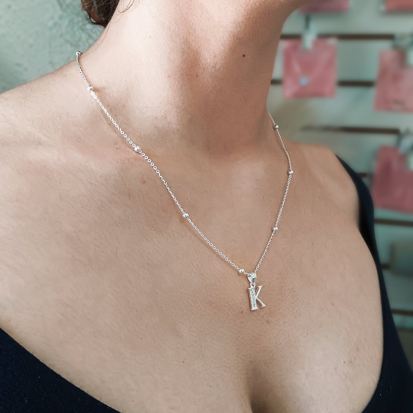 Collar Inicial K - Plata 925