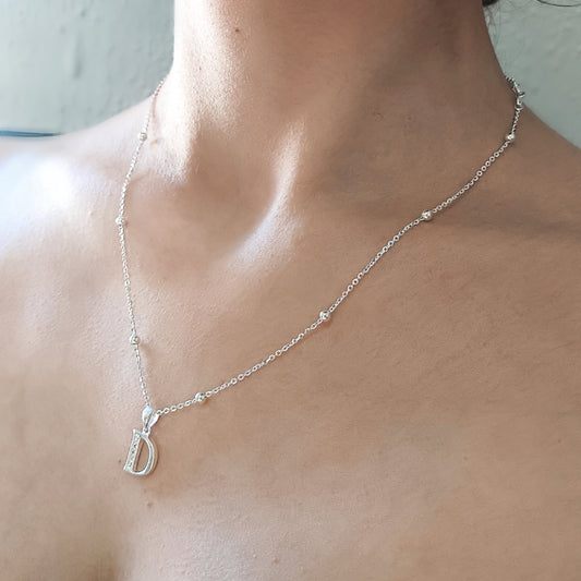 Collar Inicial D - Plata 925 con Circones