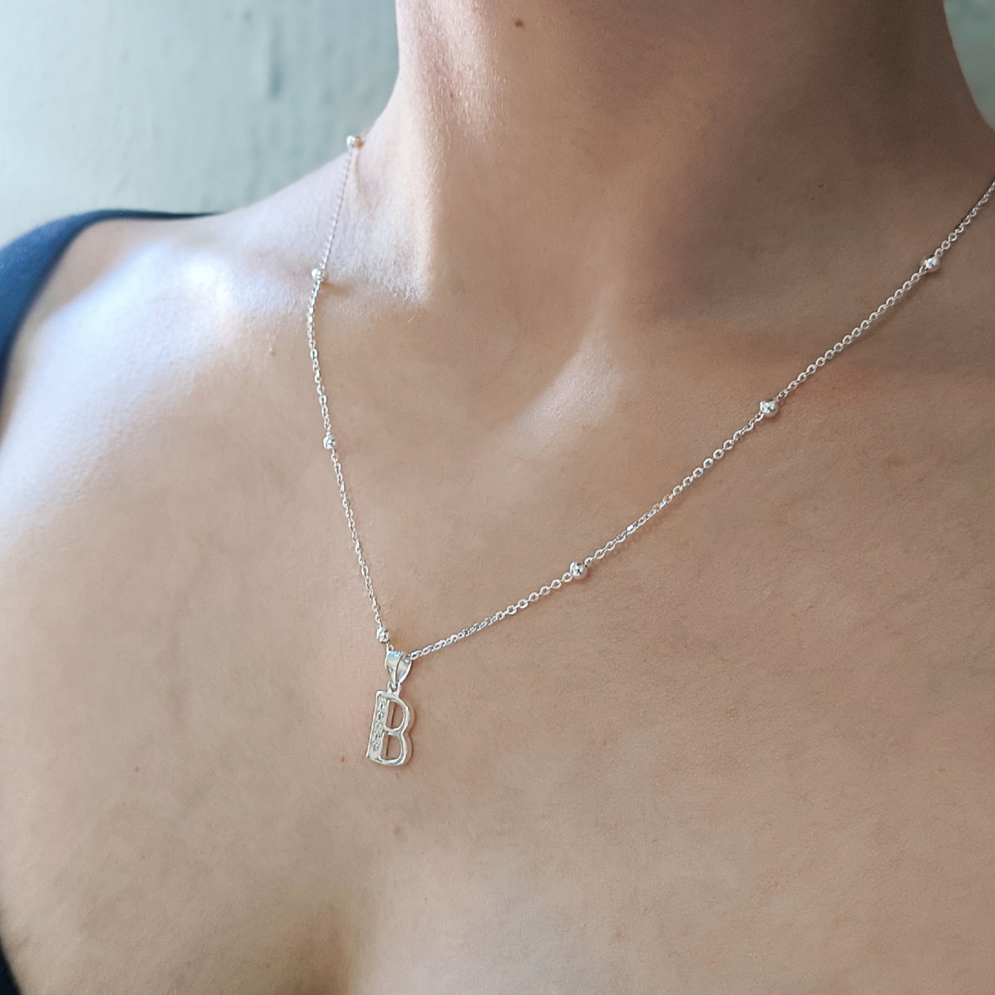 Collar Inicial B - Plata 925 con circones