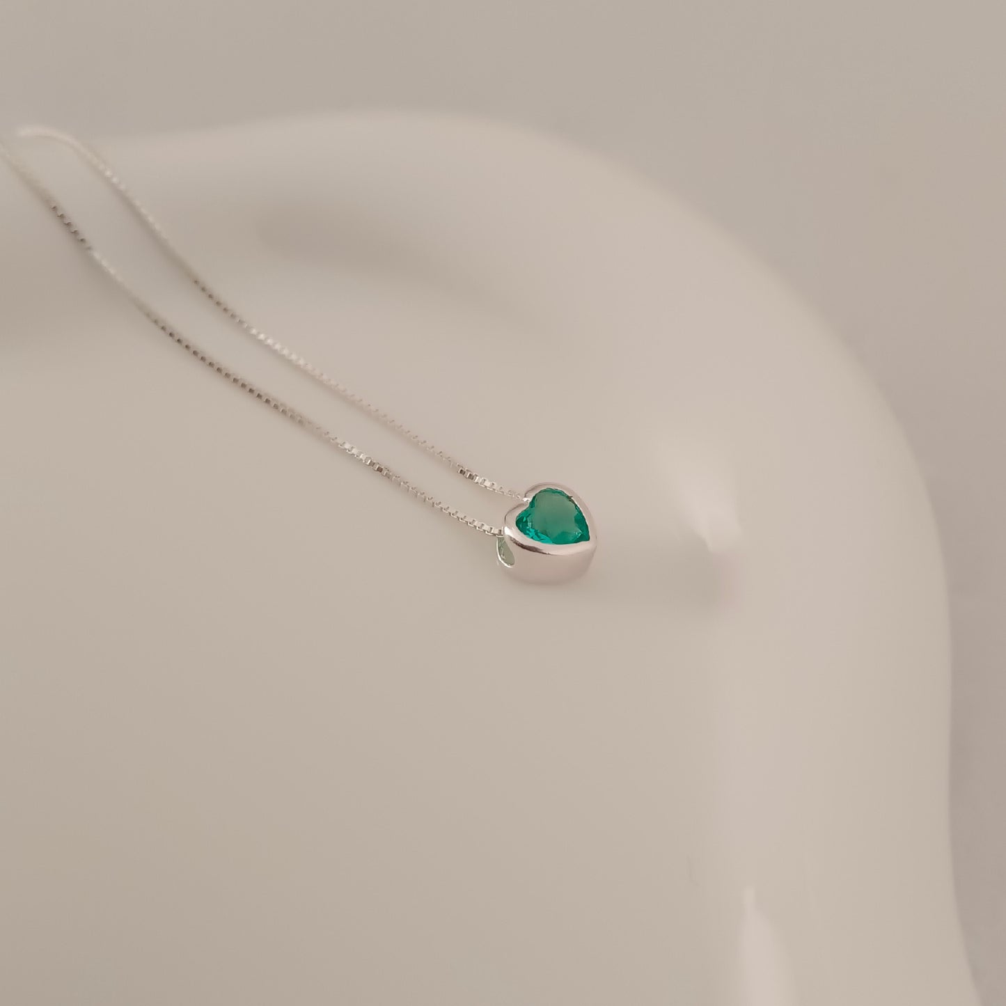 Collar Heart Green - Plata 925