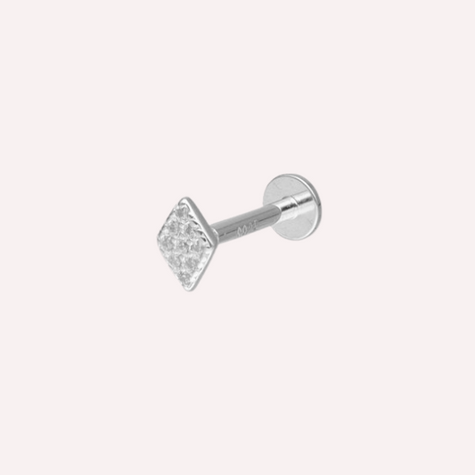 Piercing rombo circones con tope plano - Plata 925