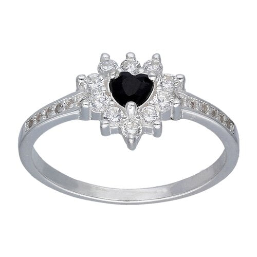 Anillo Black Heart Shiny – Plata 925 con Circones