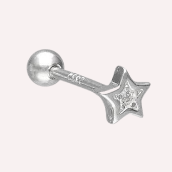 Aro Estrella Delicada – Plata 925 con Circón y Tope Redondo