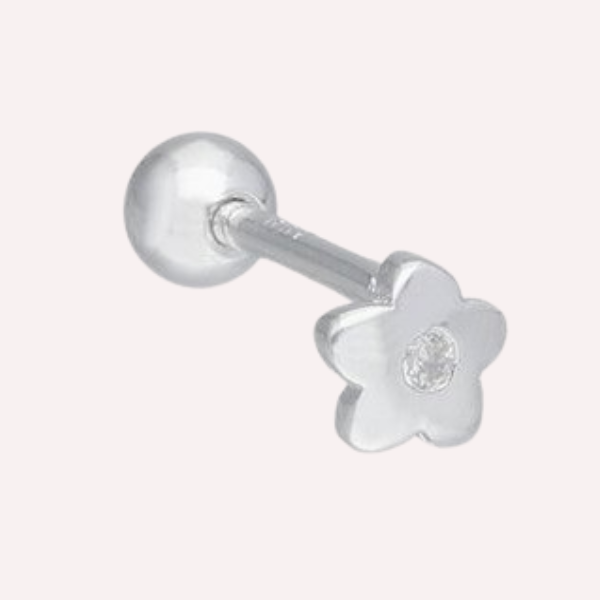 Aro Flor Delicada – Plata 925 con Tope Redondo