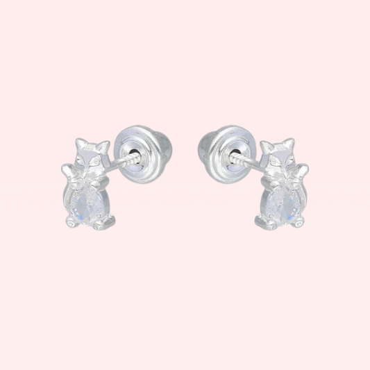 Aros de gatito con circones – Plata 925