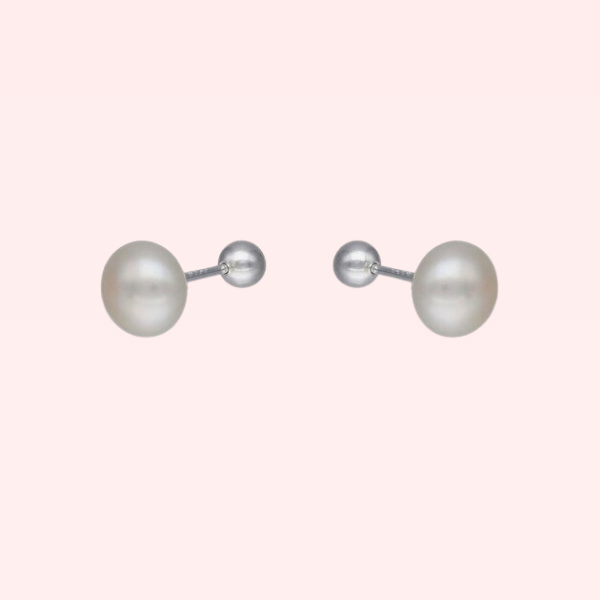 Aros perla 7 mm - Plata 925 y seguro para niñas
