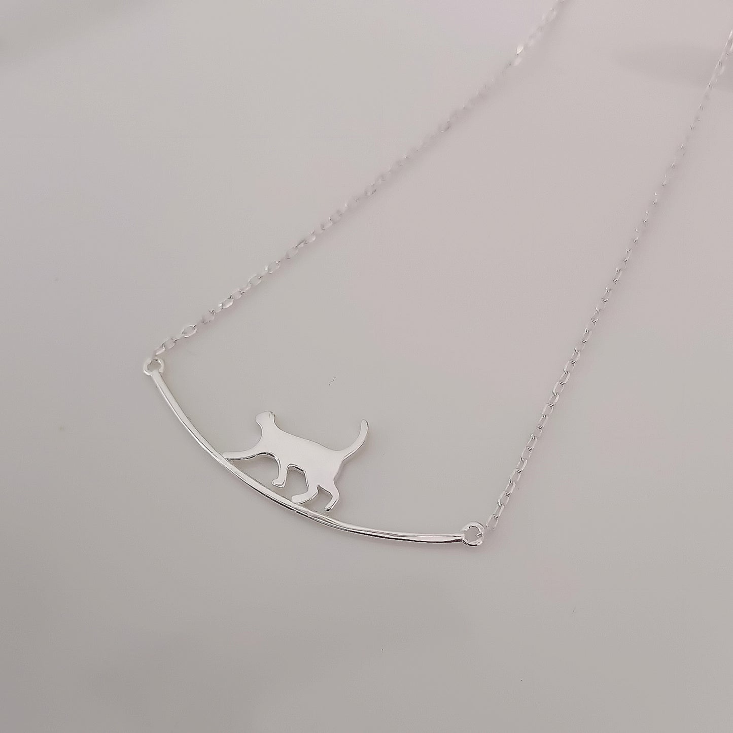 Collar gato en movimiento- Plata 925