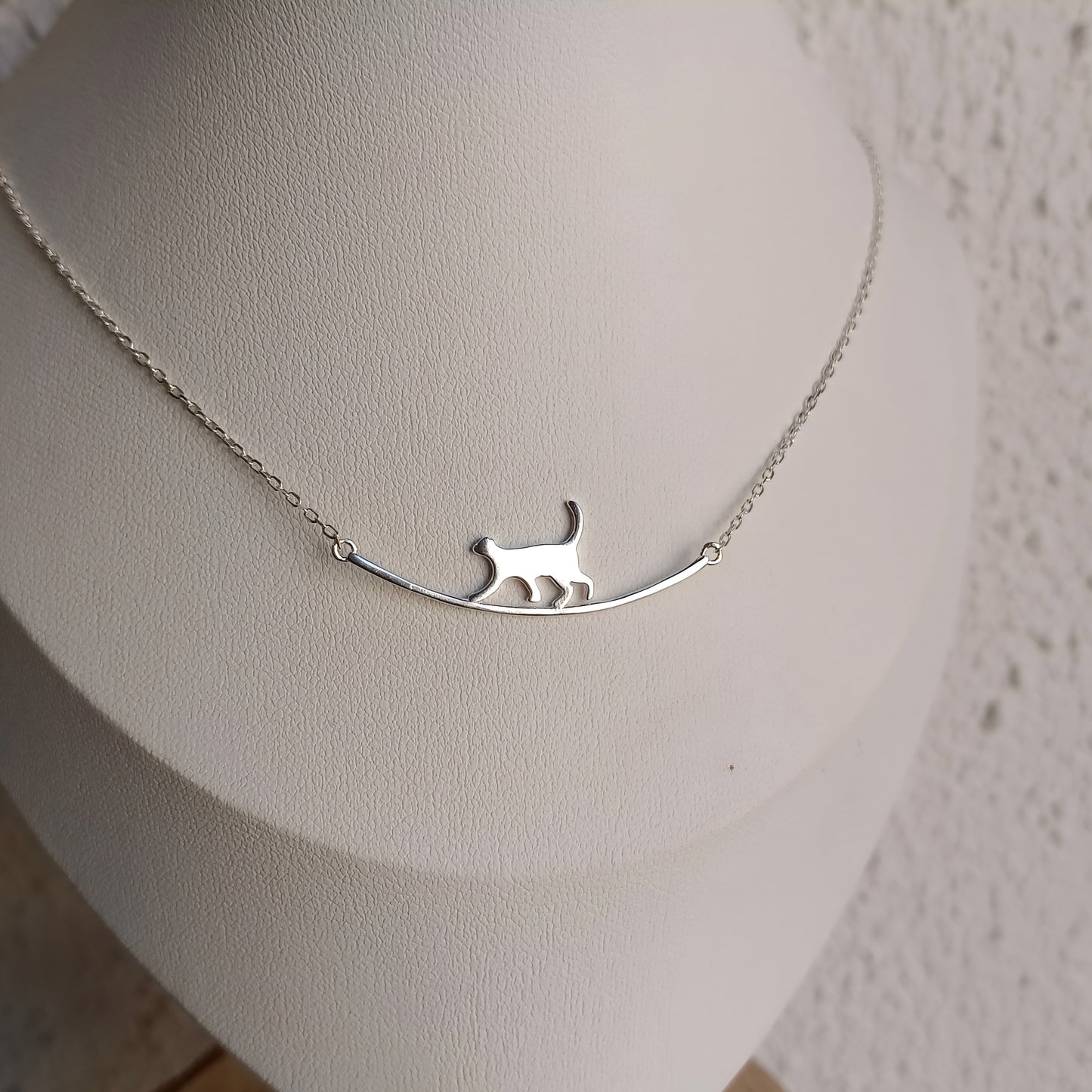 Collar gato en movimiento- Plata 925