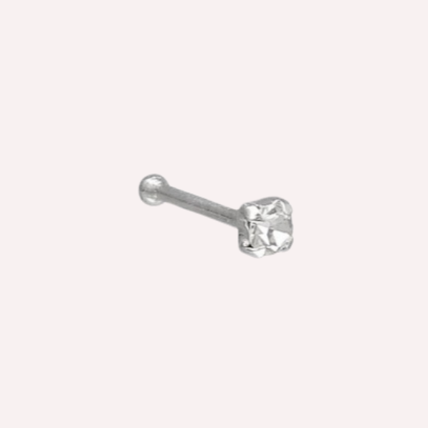 Piercing Nariz con circón 2 mm - Plata 925 y tope de seguridad