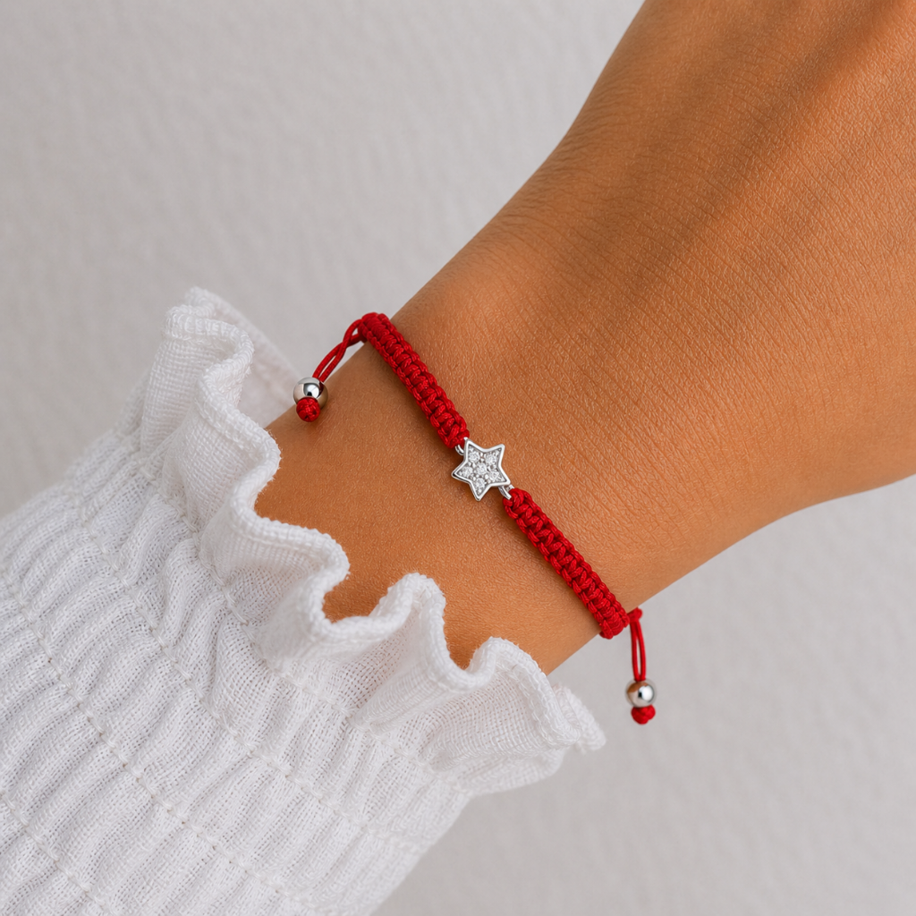 Pulsera Hilo Rojo con Estrella - Plata 925