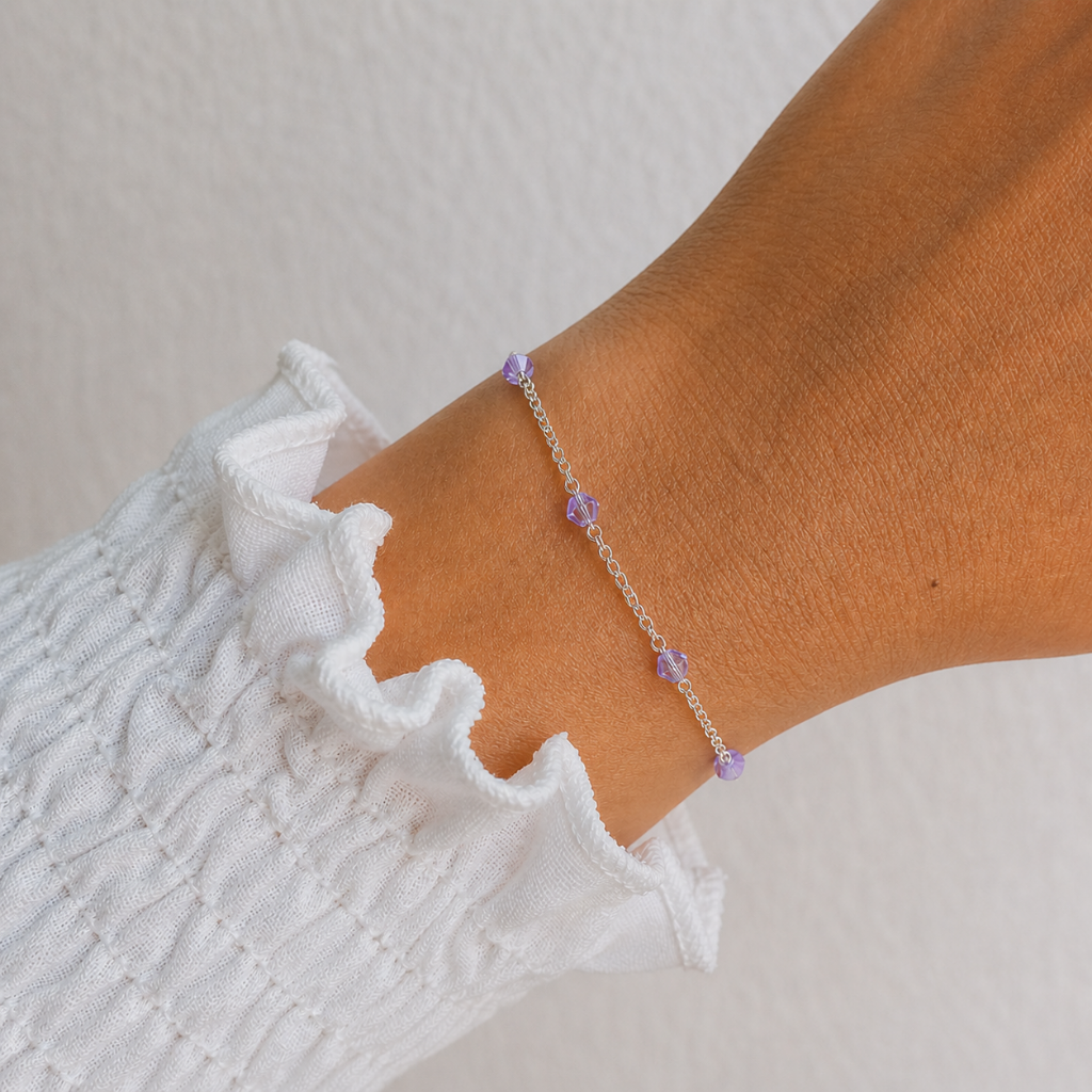 Pulsera Cristales Swarovski Violeta - Plata 925