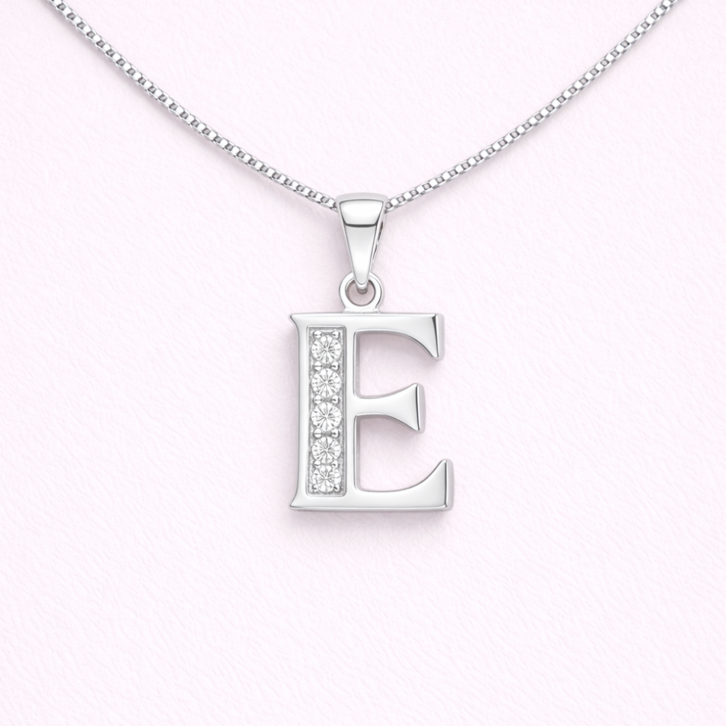Collar Inicial E - Plata 925 con circones