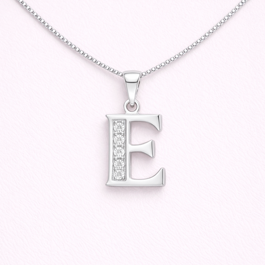 Collar Inicial E - Plata 925 con circones